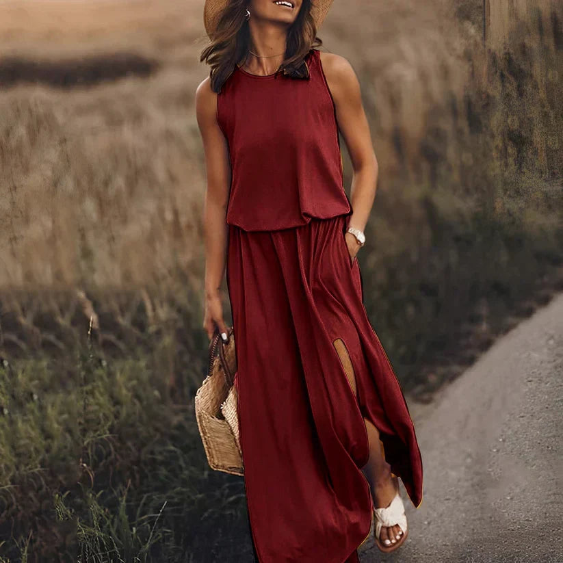 Fontaine™ | Ivy – Robe sans manches élégante effet lin