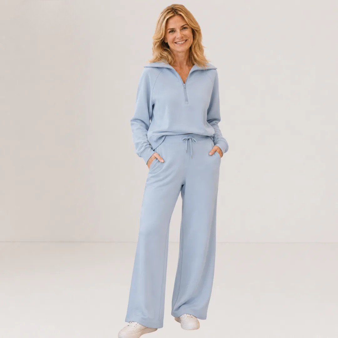 Michelle™ | Cozy Zip-Up Wide Leg Sweatsuit Set
