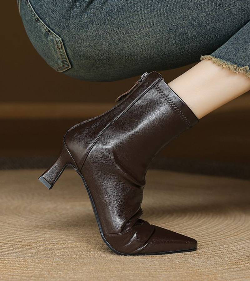 FONTAINE | Bottines en cuir à talon élégant