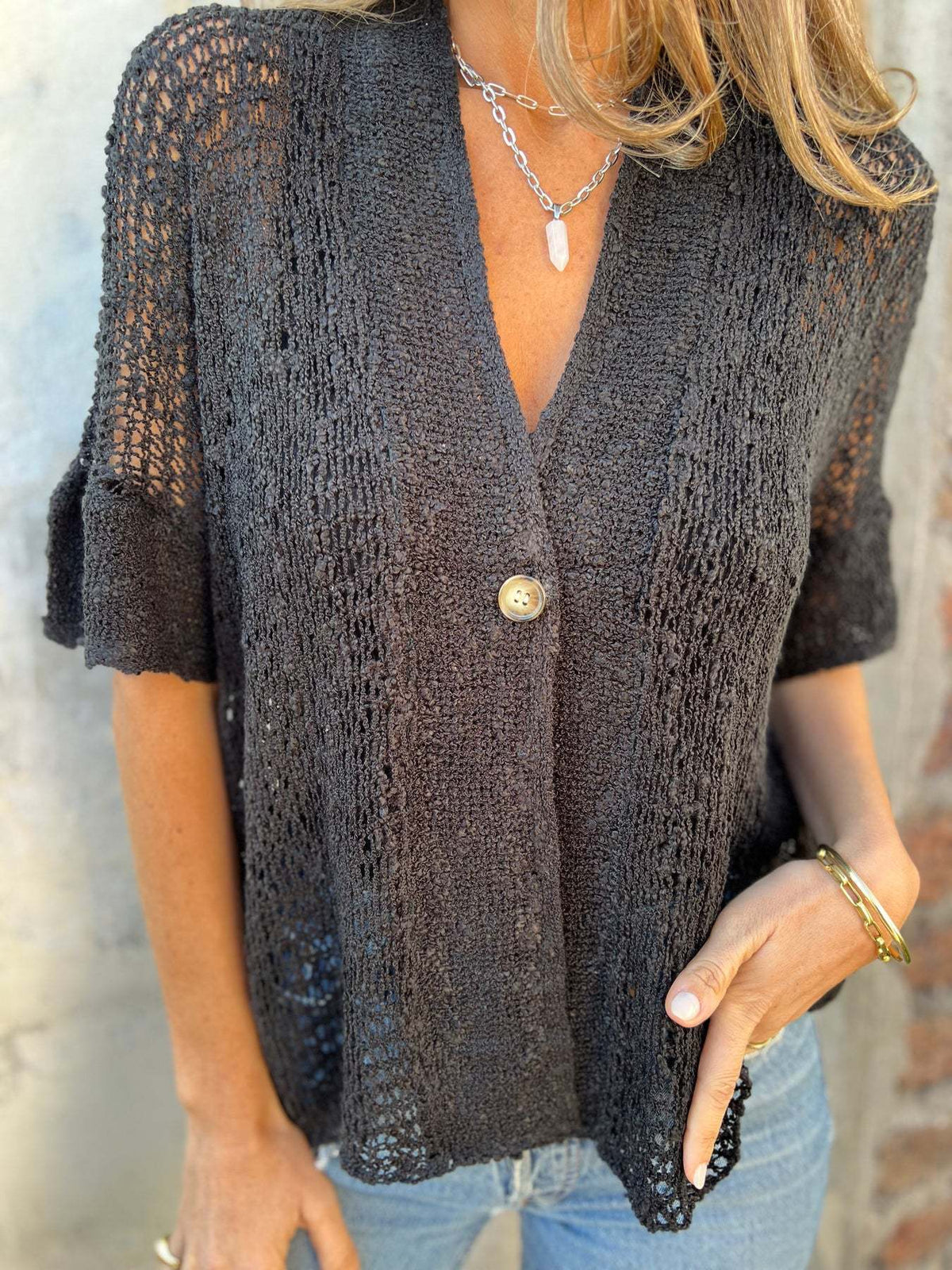 Fontaine™ | Camille – Gilet en maille ajourée