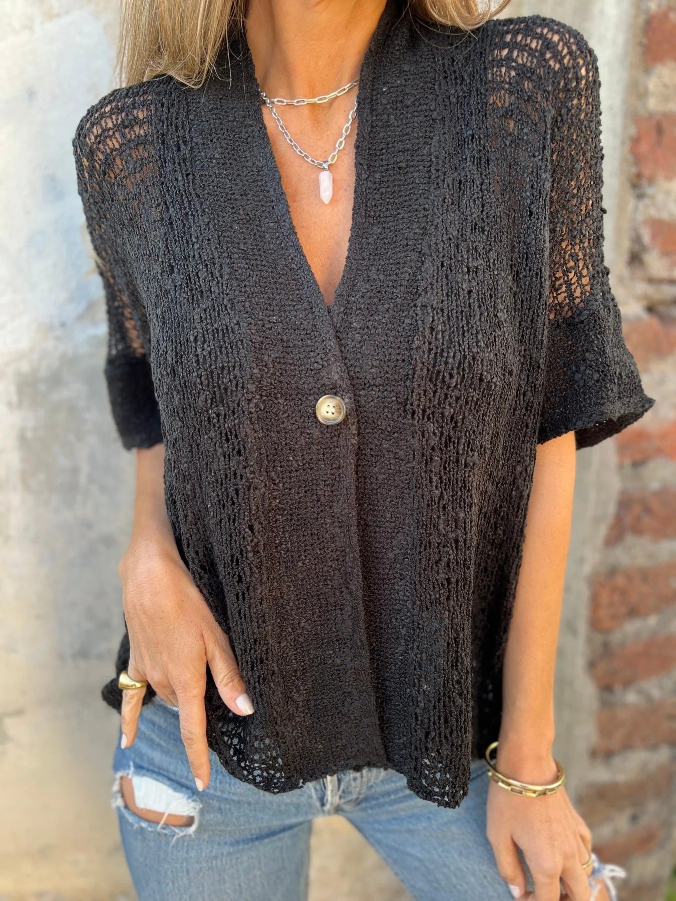 Fontaine™ | Camille – Gilet en maille ajourée