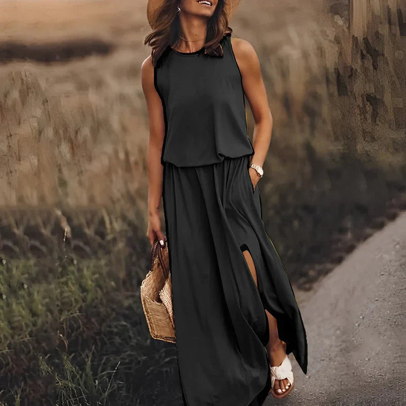 Fontaine™ | Ivy – Robe sans manches élégante effet lin