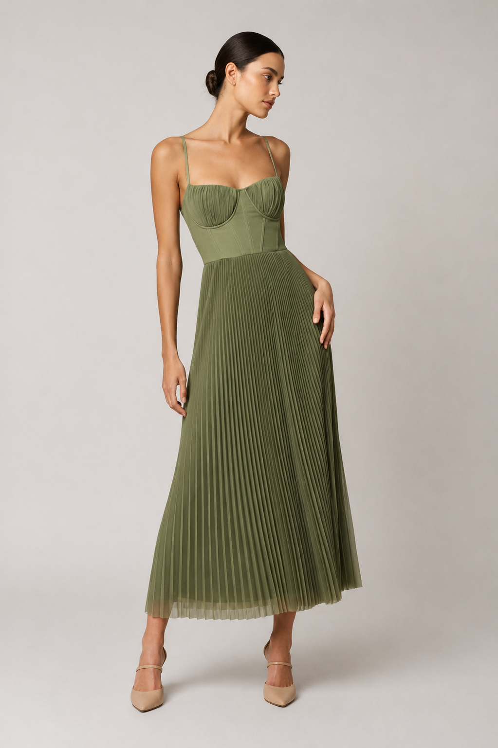 FONTAINE | ROBE MIDI À CORSET STRUCTURÉE POUR FEMMES
