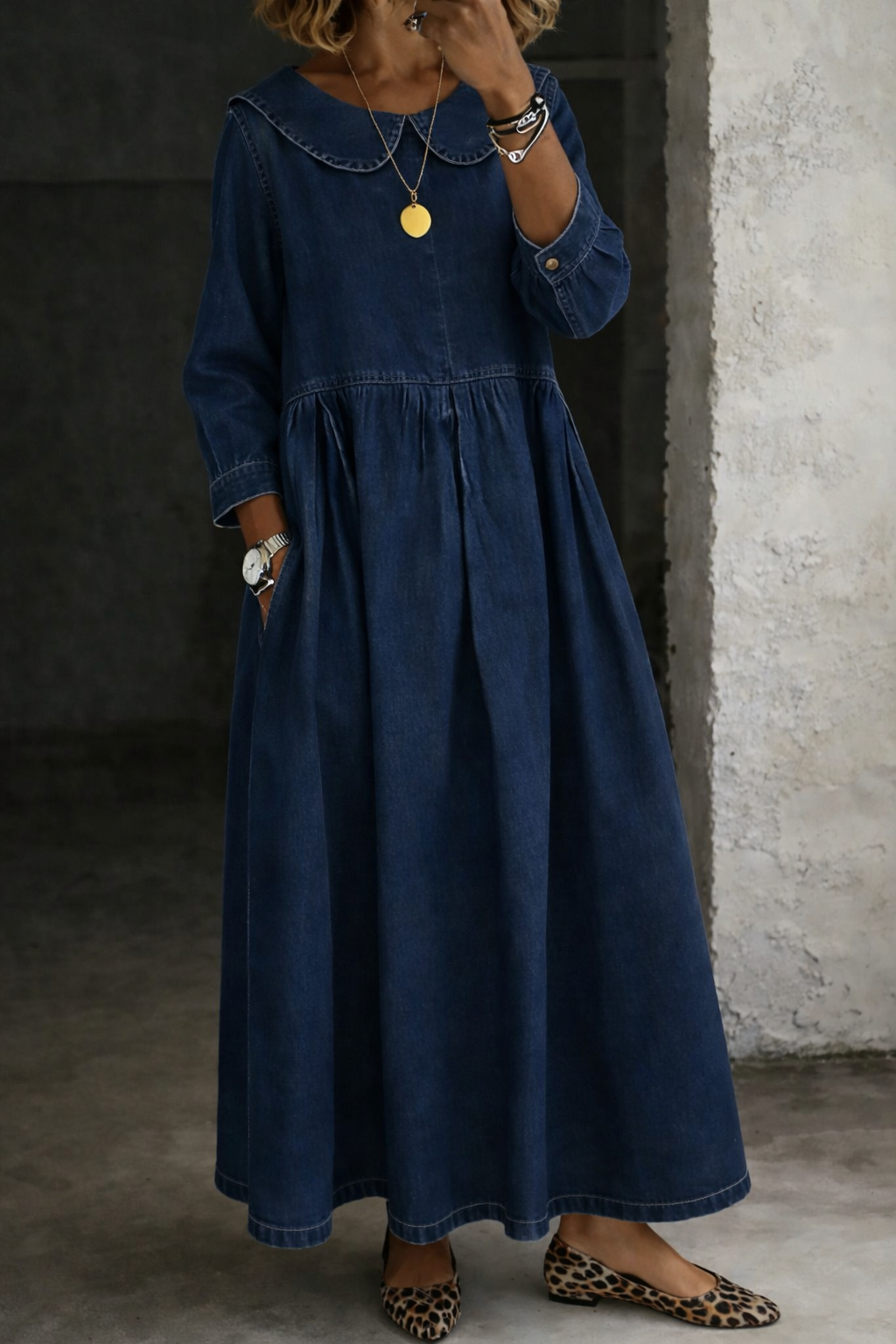 Clara | Robe en jean à col Peter Pan