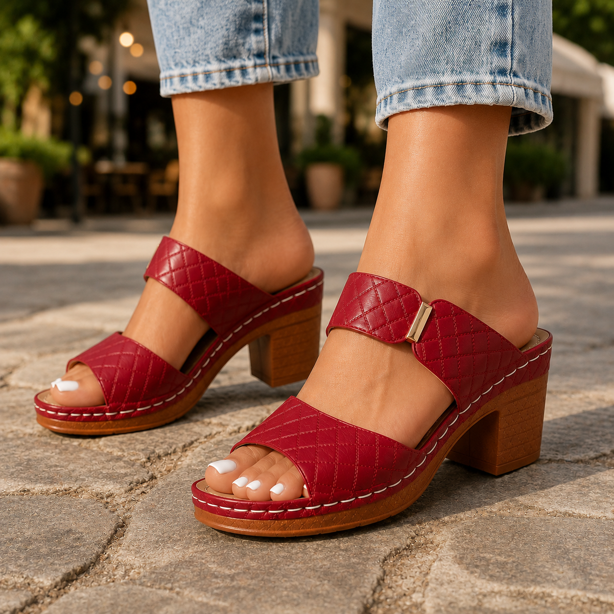 Antonella - Leather Quilted Heels