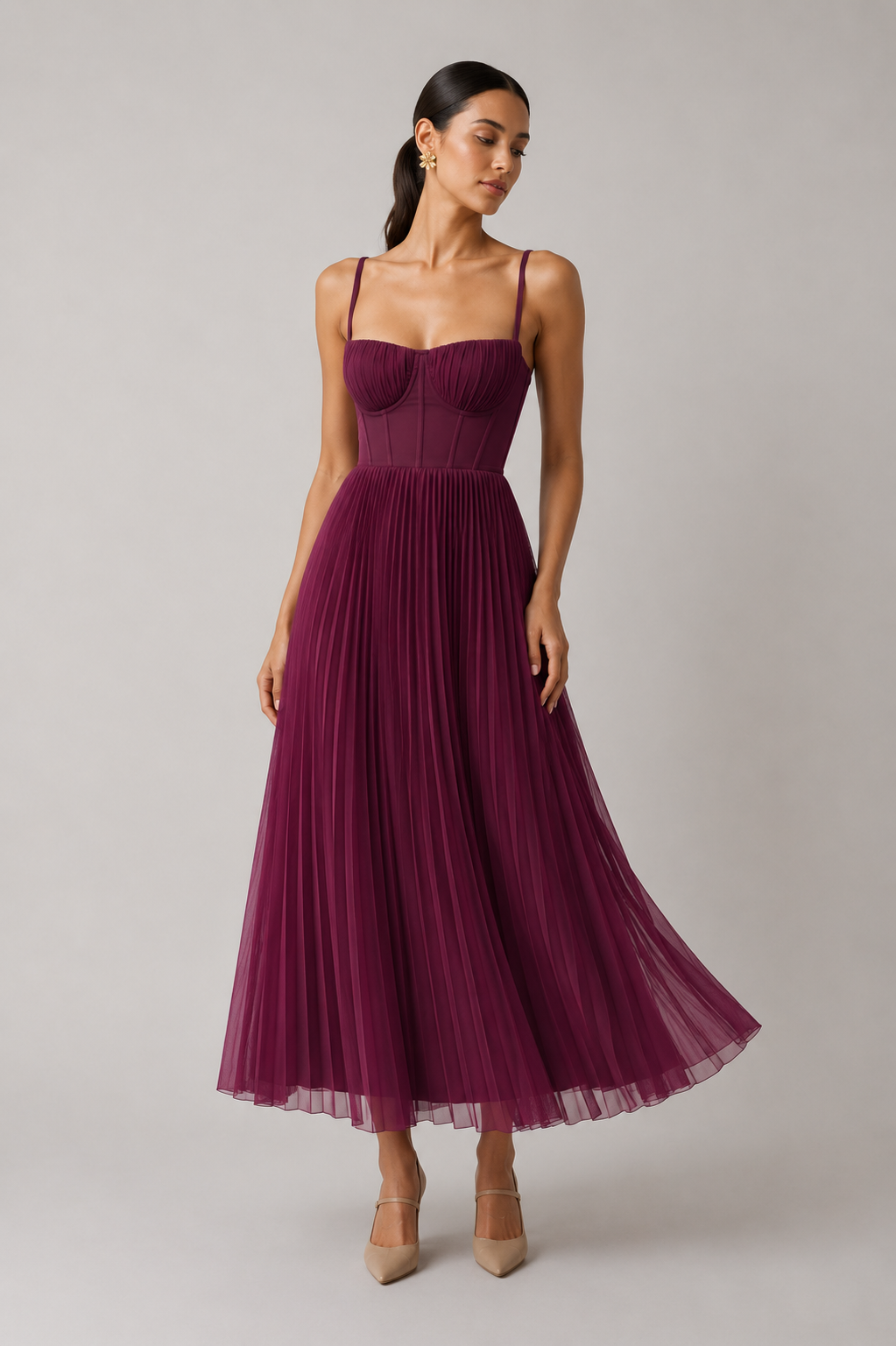 FONTAINE | ROBE MIDI À CORSET STRUCTURÉE POUR FEMMES