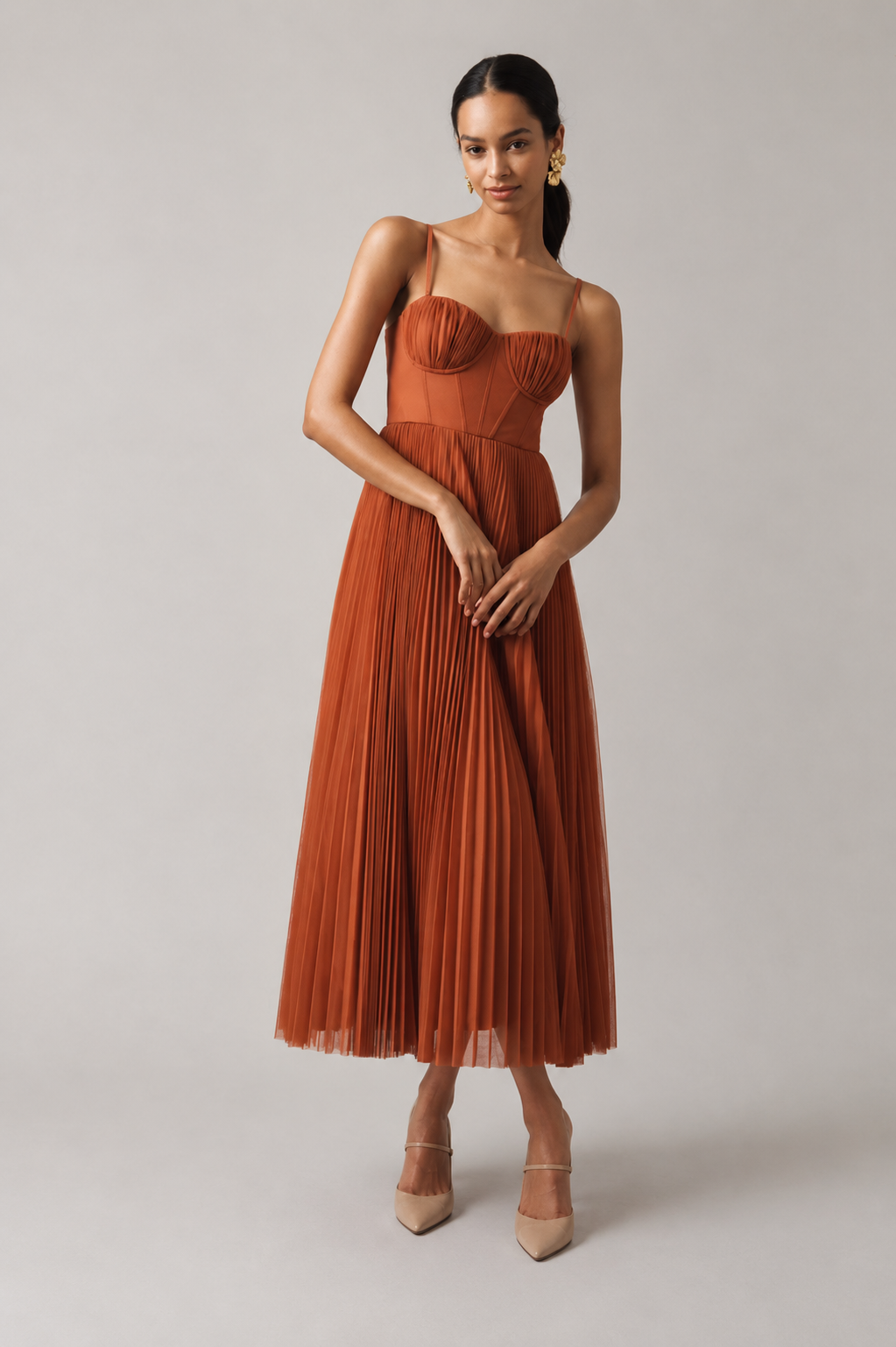 FONTAINE | ROBE MIDI À CORSET STRUCTURÉE POUR FEMMES