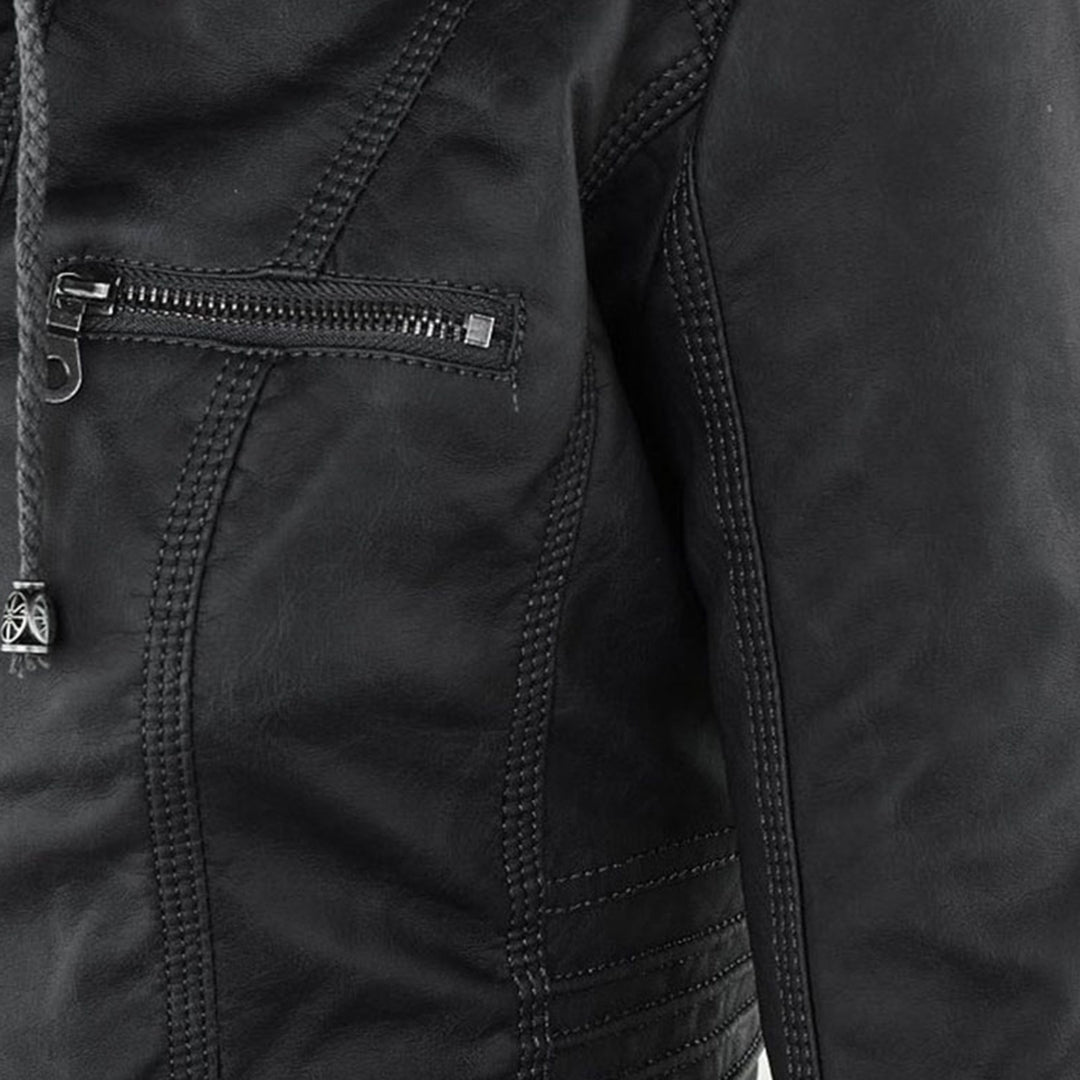 Olive™ Waterproof Women's Leather Jacket with Hood