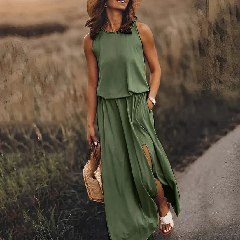 Fontaine™ | Ivy – Robe sans manches élégante effet lin