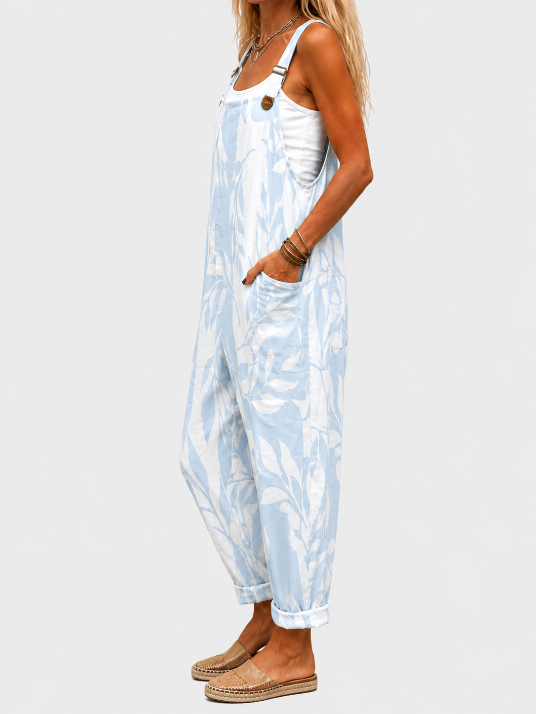 Fontaine™ | Océane – Salopette à imprimé feuilles bleues