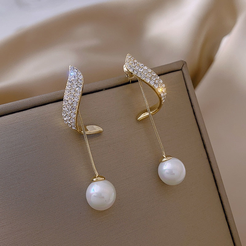 Khloe™ 925 Sterling Silver Pearl and Zirconia Dangle Earrings