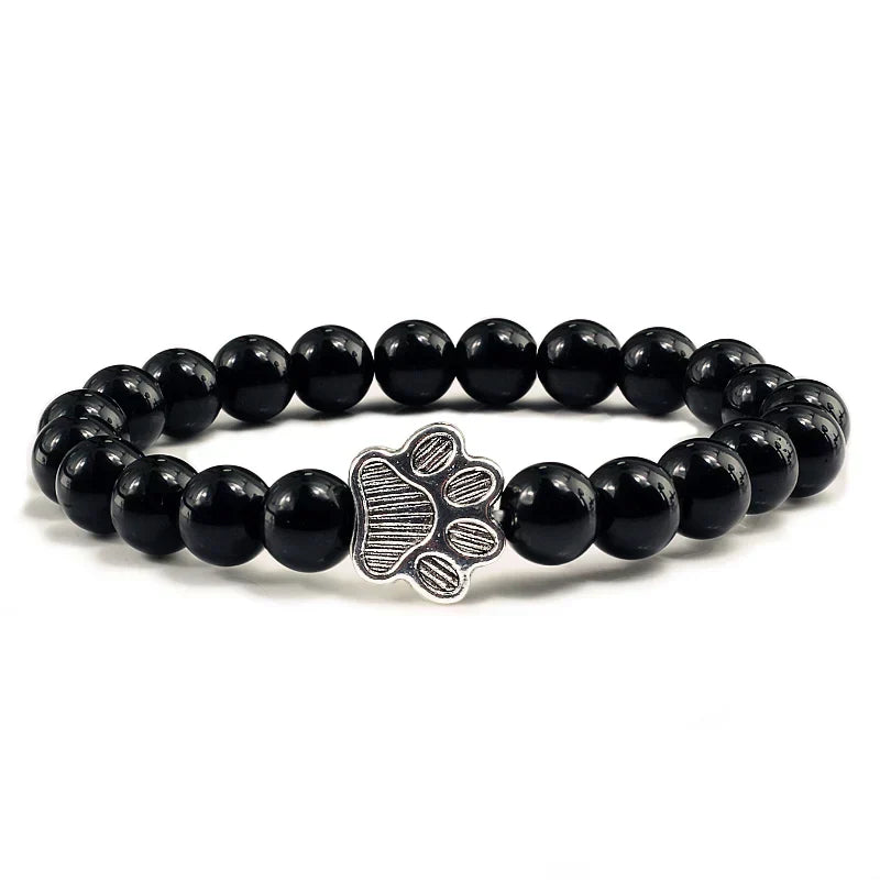Beaded Paw Bracelet – Natural Stone Design