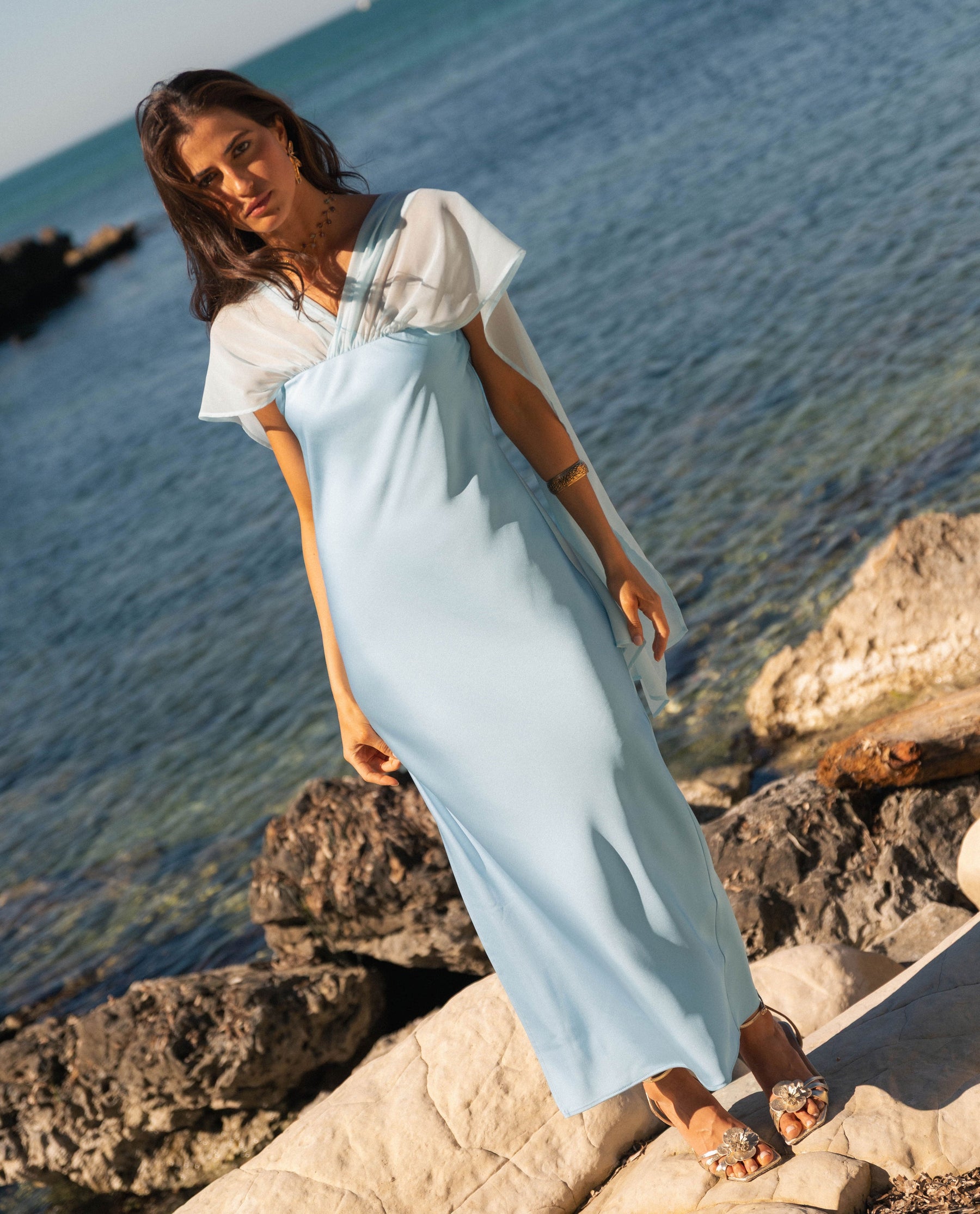 Fontaine™ | Bárbara – Robe fluide bleu ciel