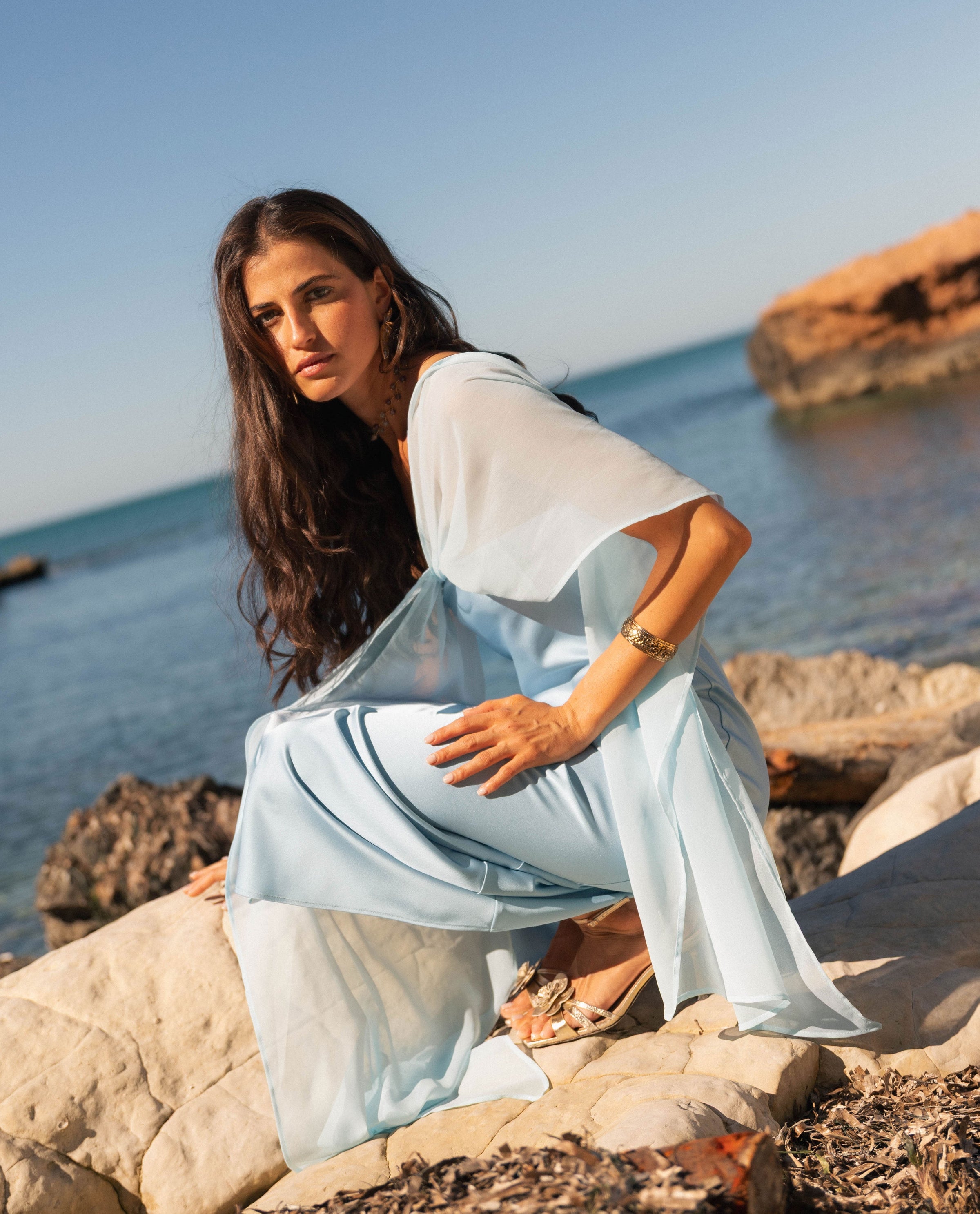 Fontaine™ | Bárbara – Robe fluide bleu ciel