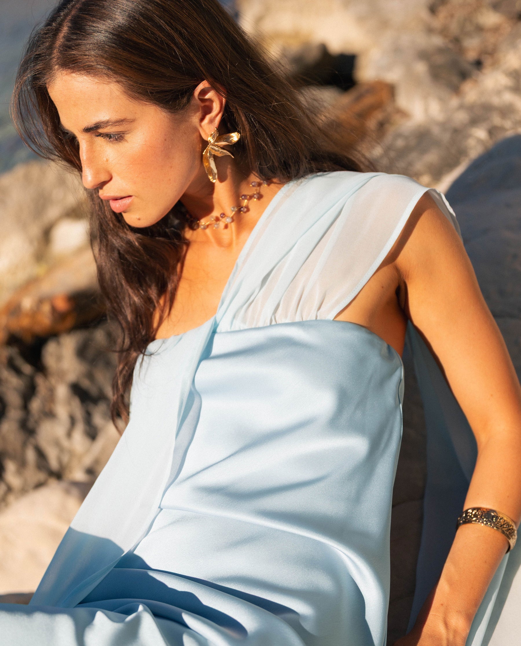Fontaine™ | Bárbara – Robe fluide bleu ciel