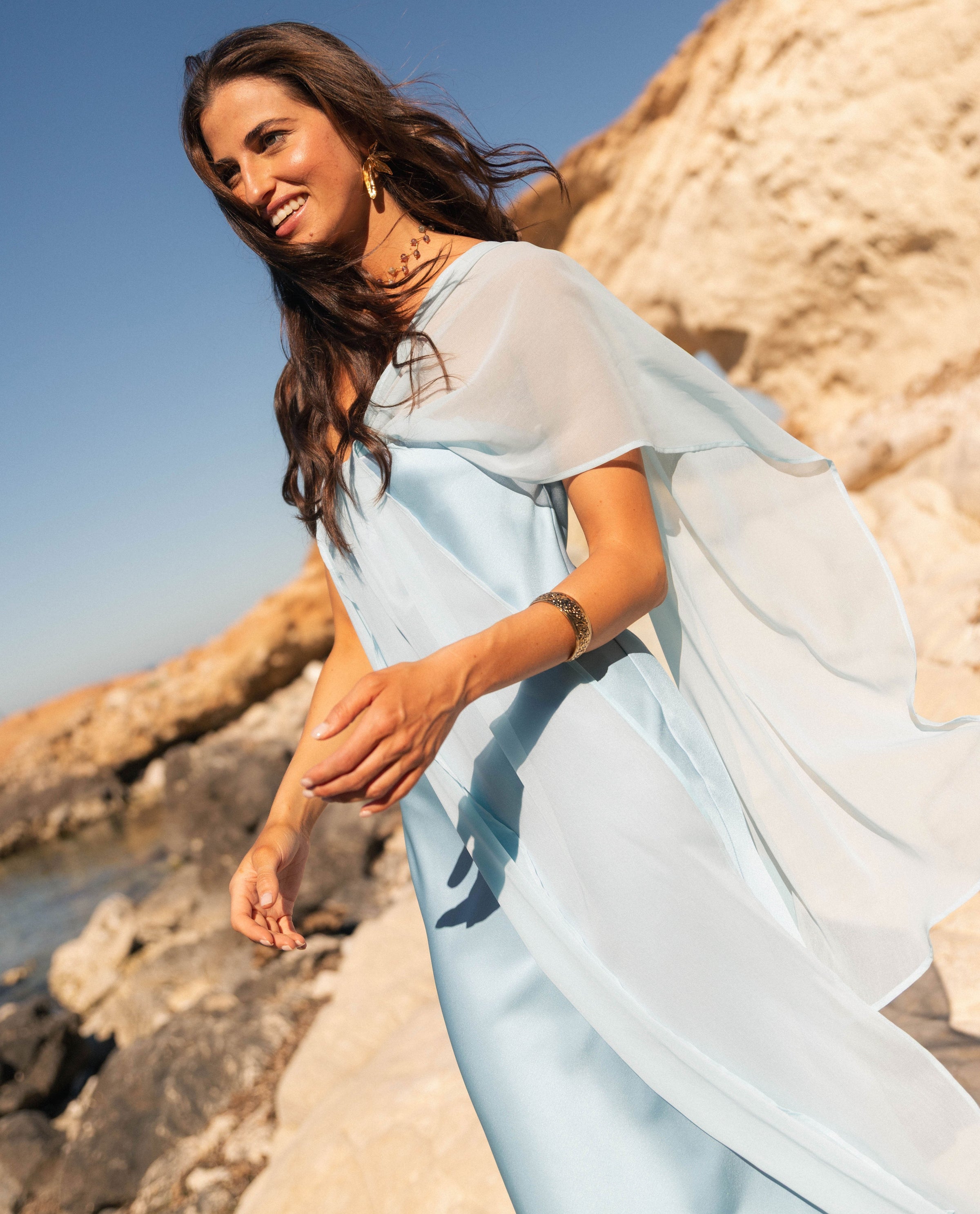 Fontaine™ | Bárbara – Robe fluide bleu ciel