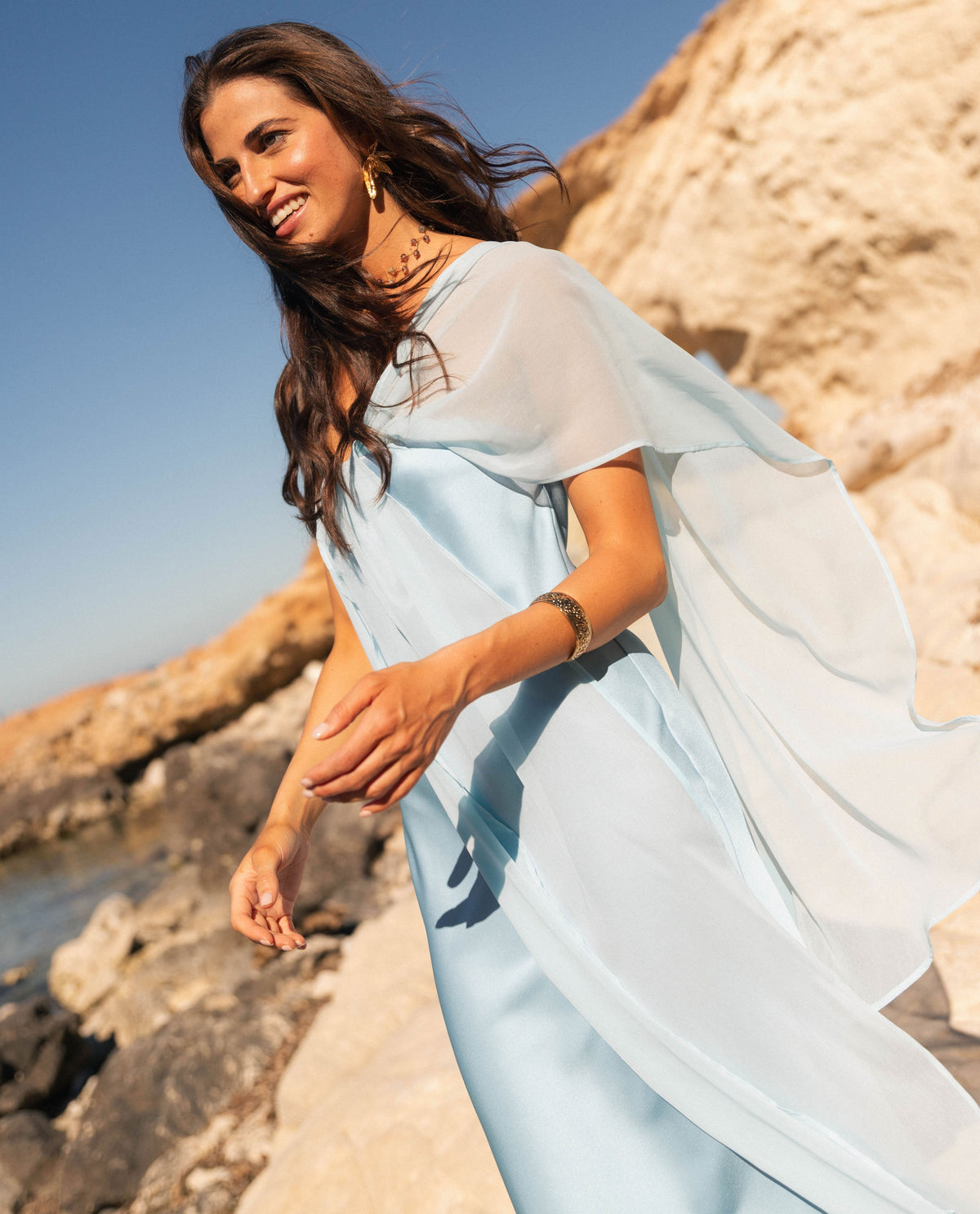 Fontaine™ | Bárbara – Robe fluide bleu ciel