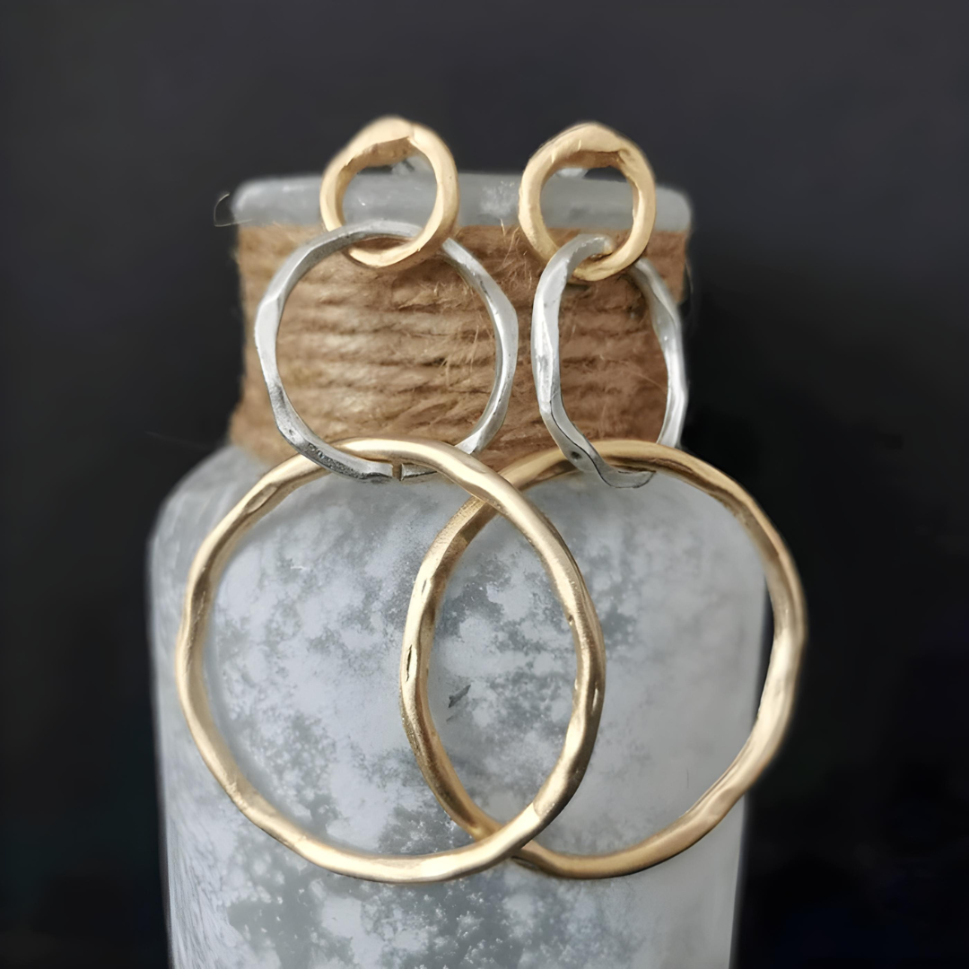 Chantel™ Vintage Gold & Silver Hoop Earrings