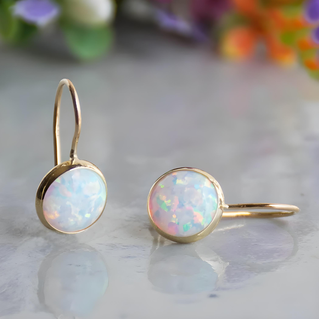 Nikki™ Vintage Opal Stone Gold Earrings