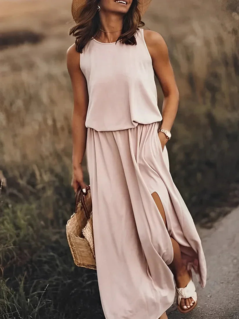 Fontaine™ | Ivy – Robe sans manches élégante effet lin