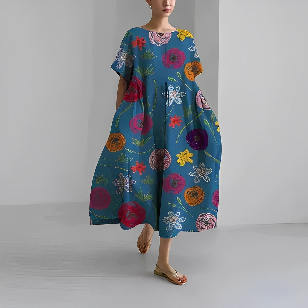 Selina™  Boho Floral Loose Dress