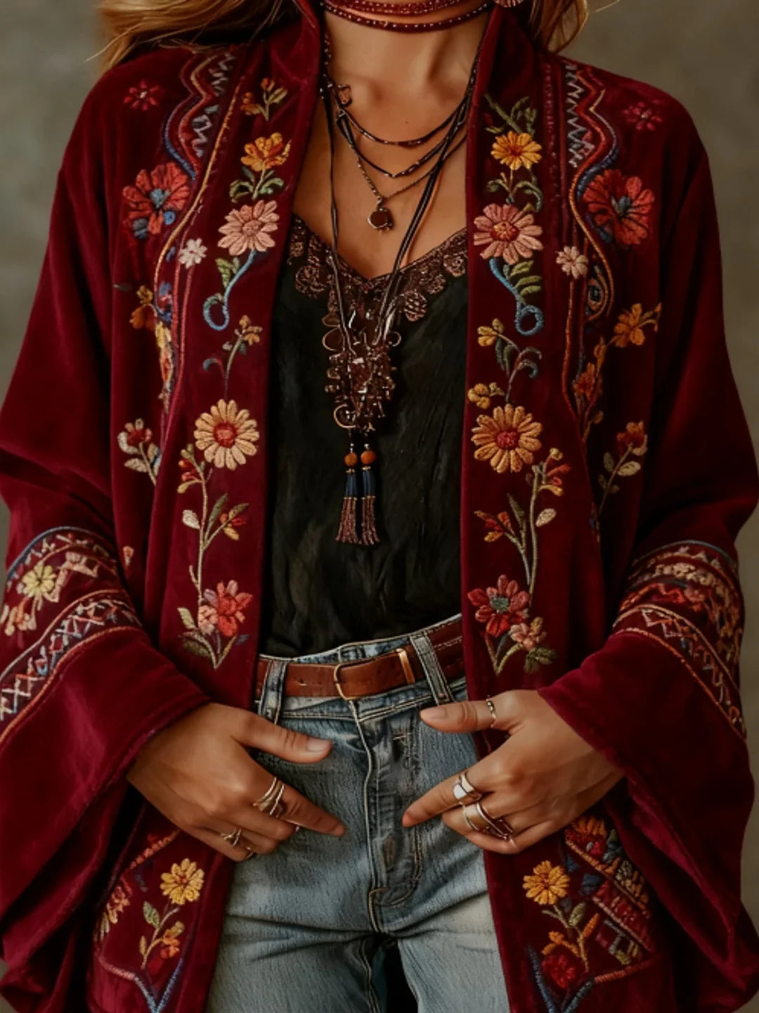 Darcy | Cardigan Kimono Brodé Bohème