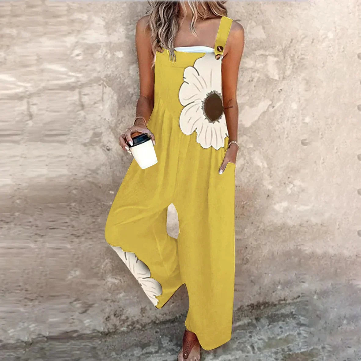 Fontaine™ | Élodie – Salopette à imprimé fleur noire