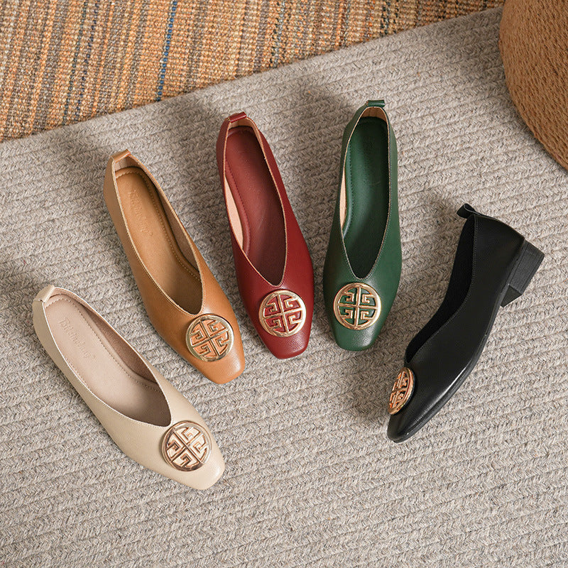 FONTAINE | Ballerines Cuir Bout Carré Brigitte