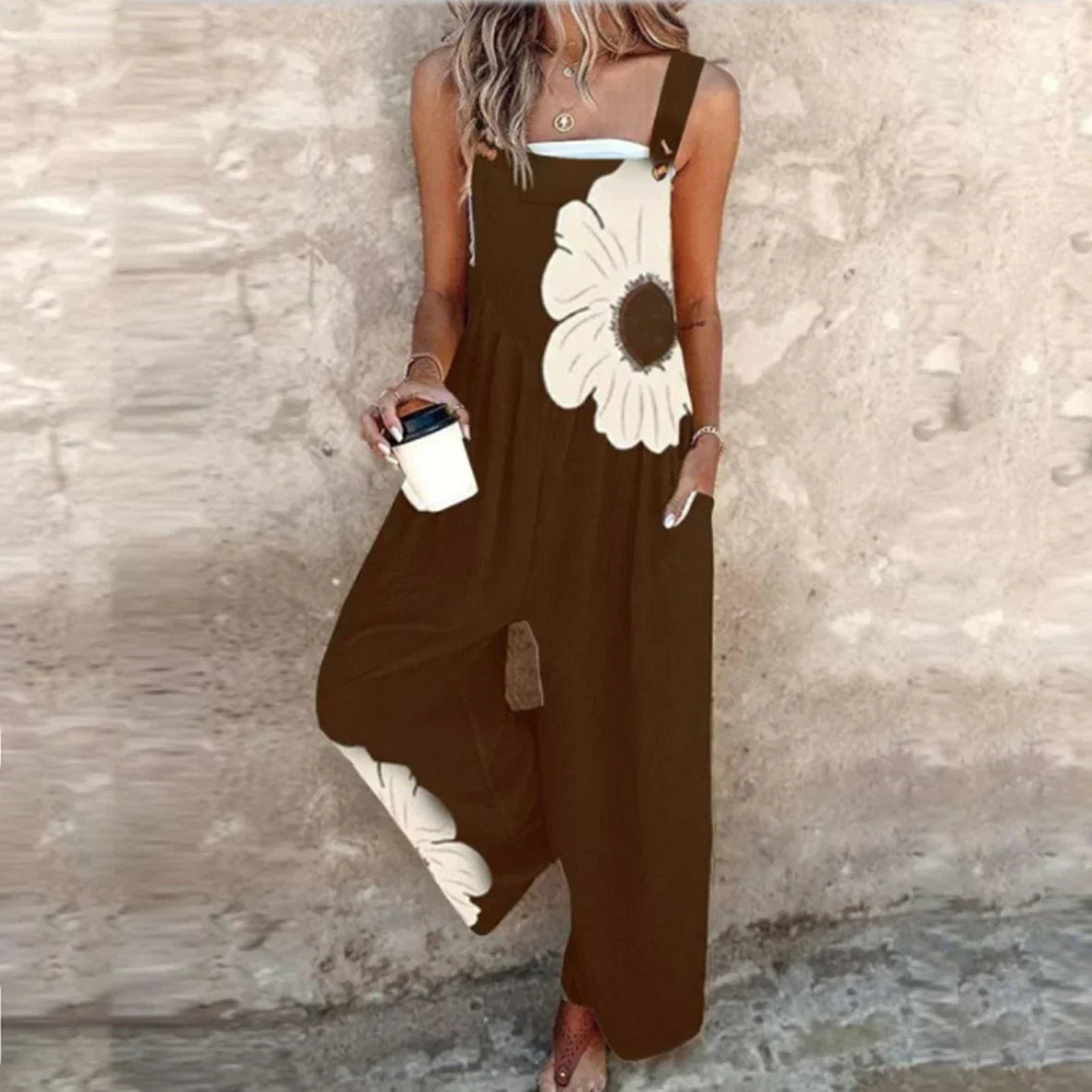 Fontaine™ | Élodie – Salopette à imprimé fleur noire