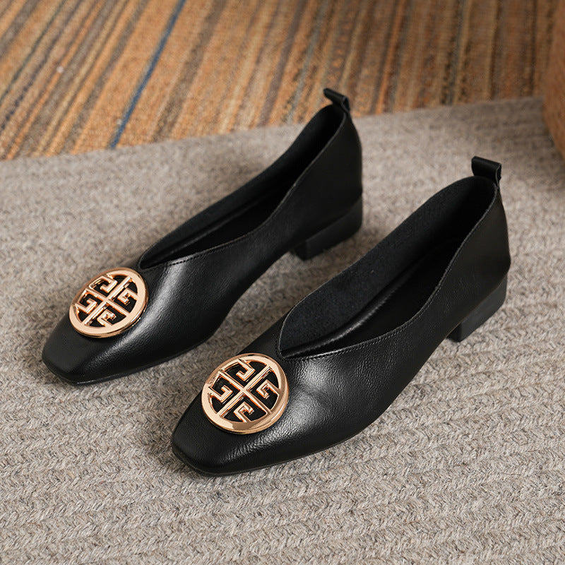 FONTAINE | Ballerines Cuir Bout Carré Brigitte