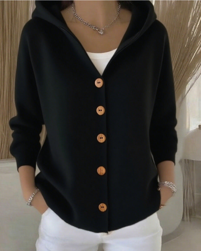 Adrienne | Cardigan en Maille à Capuche Boutonné