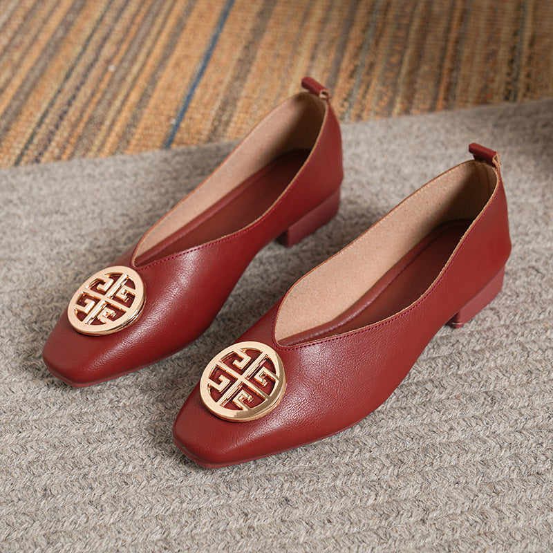 FONTAINE | Ballerines Cuir Bout Carré Brigitte