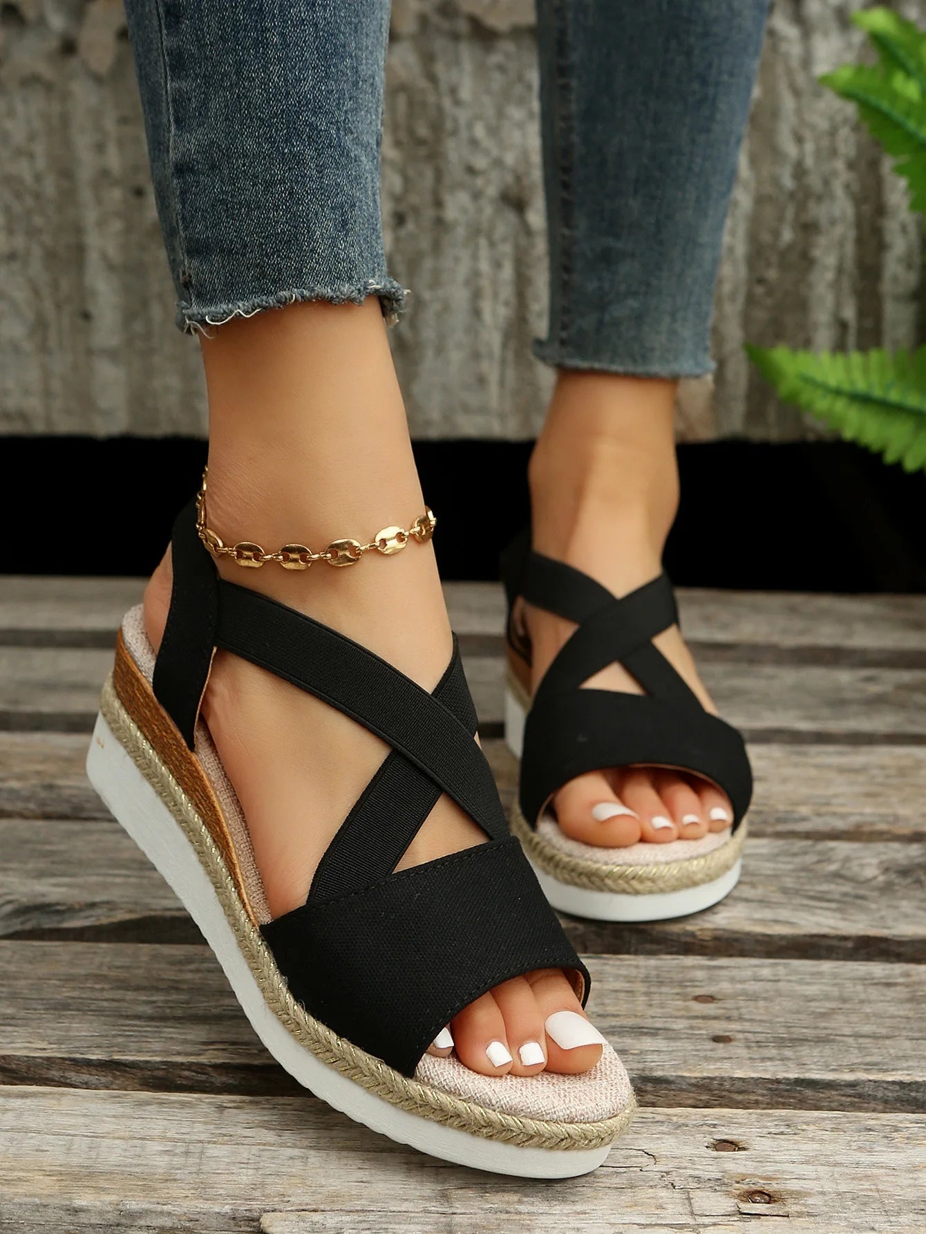 Sienna™ | Cross-Strap Espadrille Platform Sandal