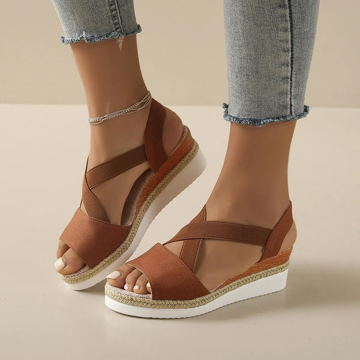 Sienna™ | Cross-Strap Espadrille Platform Sandal