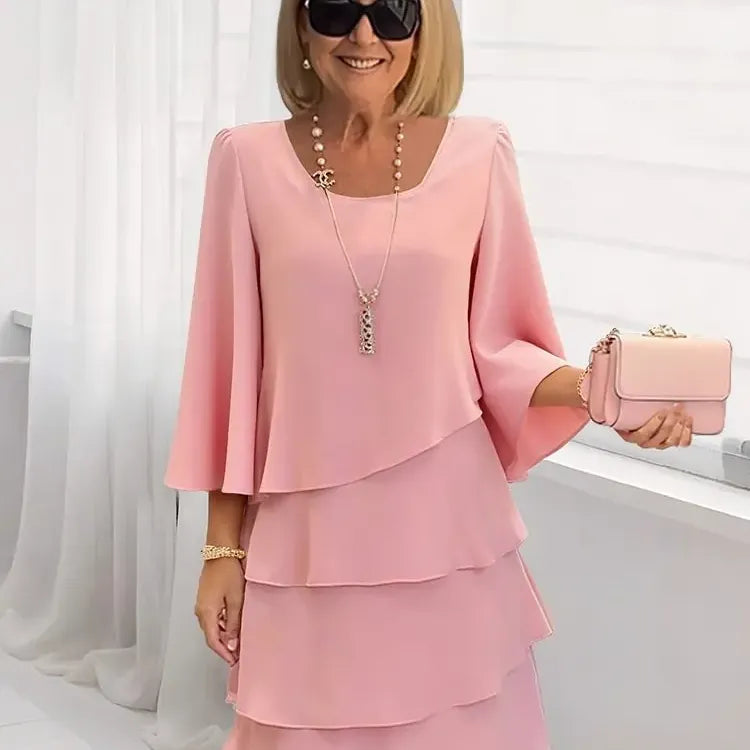 Caroline | Elegant Comfort Ruffle Dress