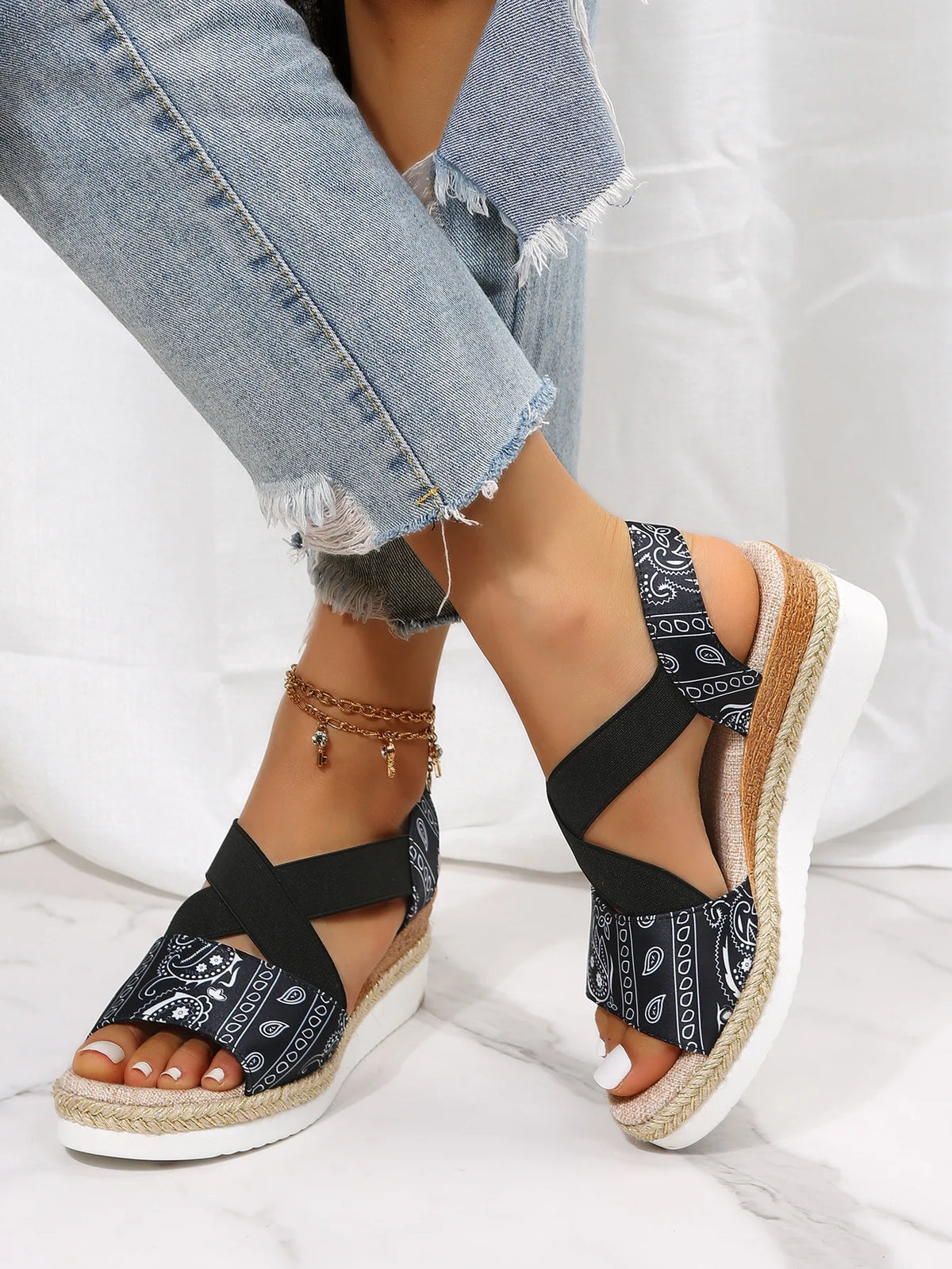Sienna™ | Cross-Strap Espadrille Platform Sandal