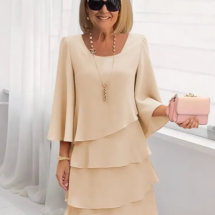 Caroline | Elegant Comfort Ruffle Dress