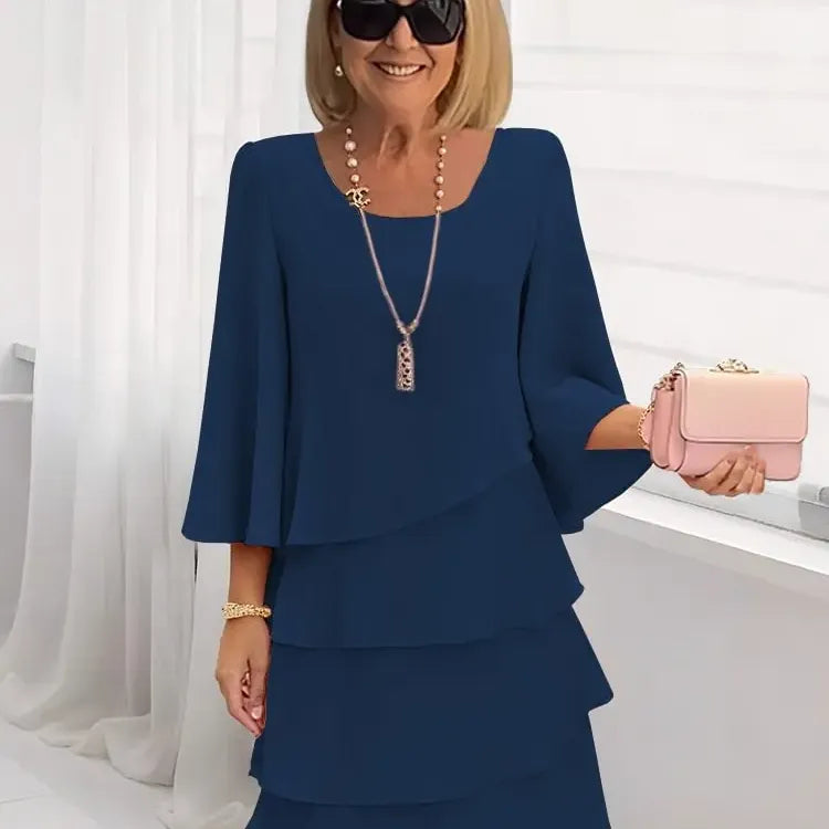 Caroline | Elegant Comfort Ruffle Dress