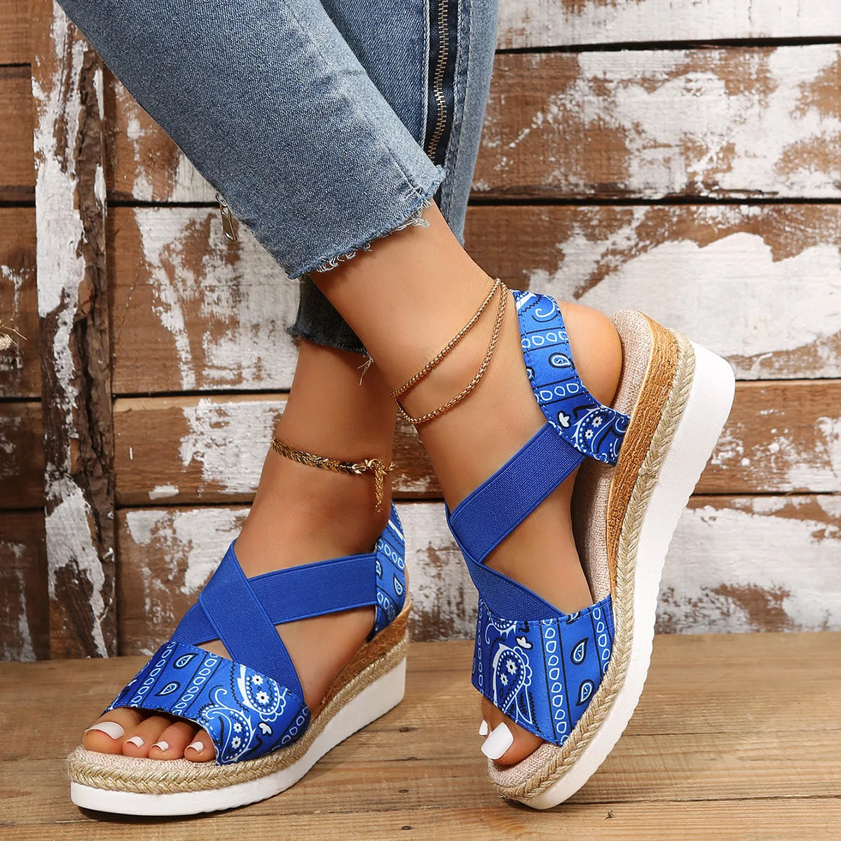 Sienna™ | Cross-Strap Espadrille Platform Sandal