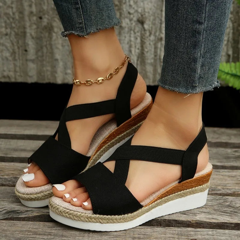 Sienna™ | Cross-Strap Espadrille Platform Sandal