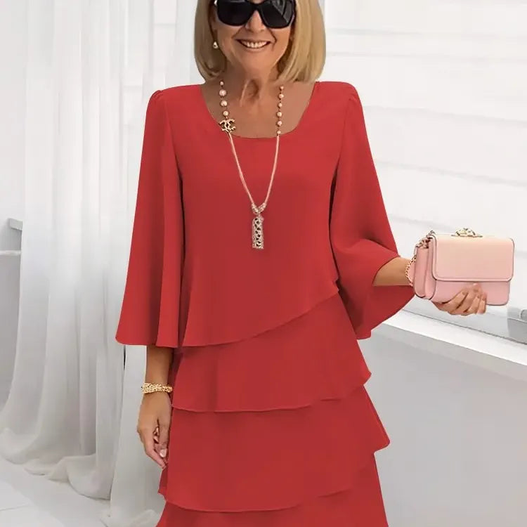 Caroline | Elegant Comfort Ruffle Dress