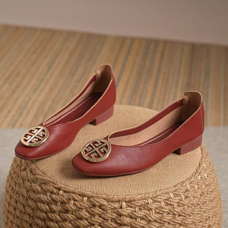 FONTAINE | Ballerines Cuir Bout Carré Brigitte