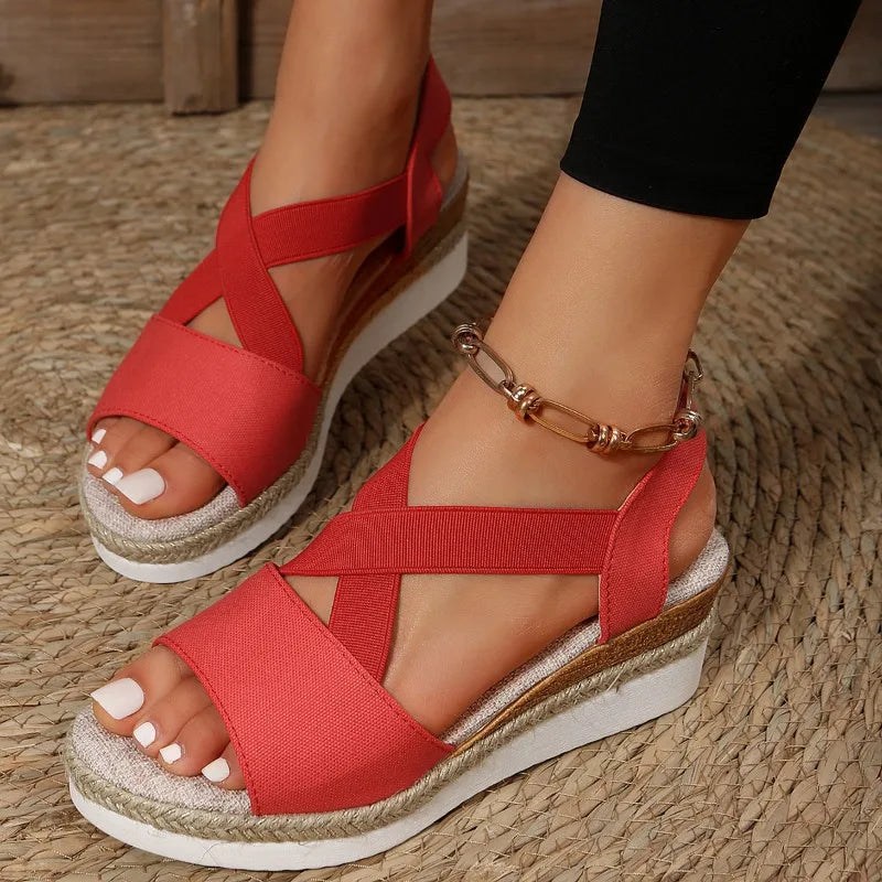 Sienna™ | Cross-Strap Espadrille Platform Sandal