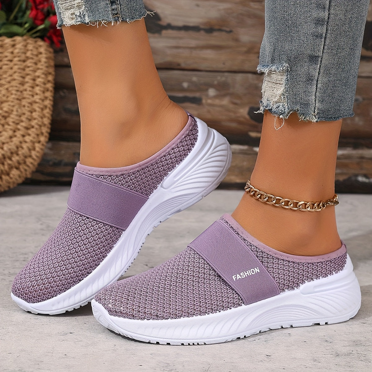 FONTAINE | Baskets Mules Mesh Respirant Nicole