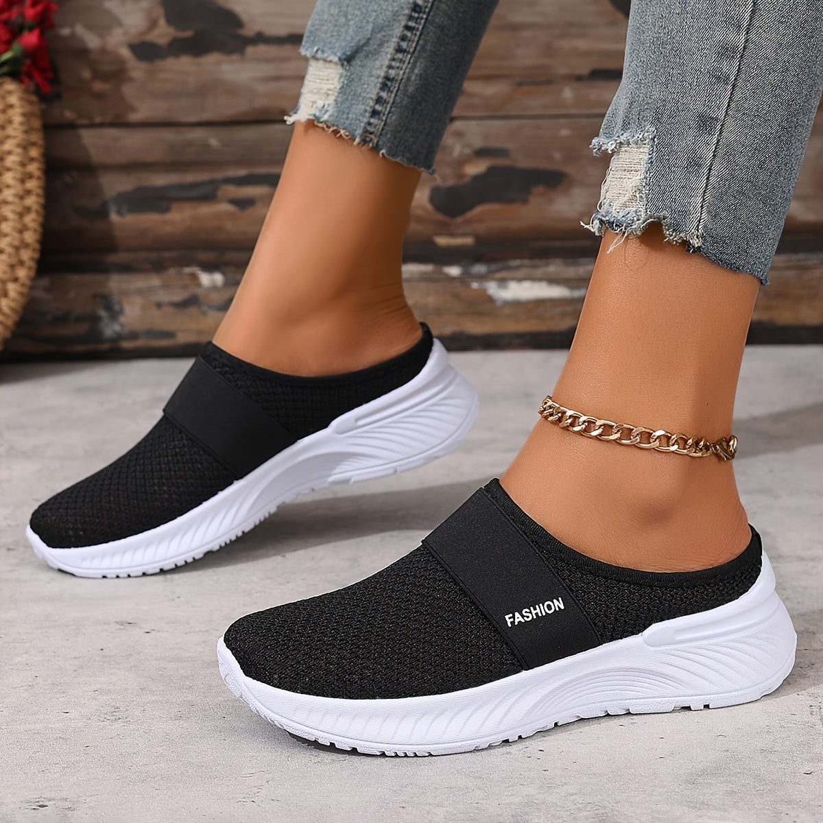FONTAINE | Baskets Mules Mesh Respirant Nicole