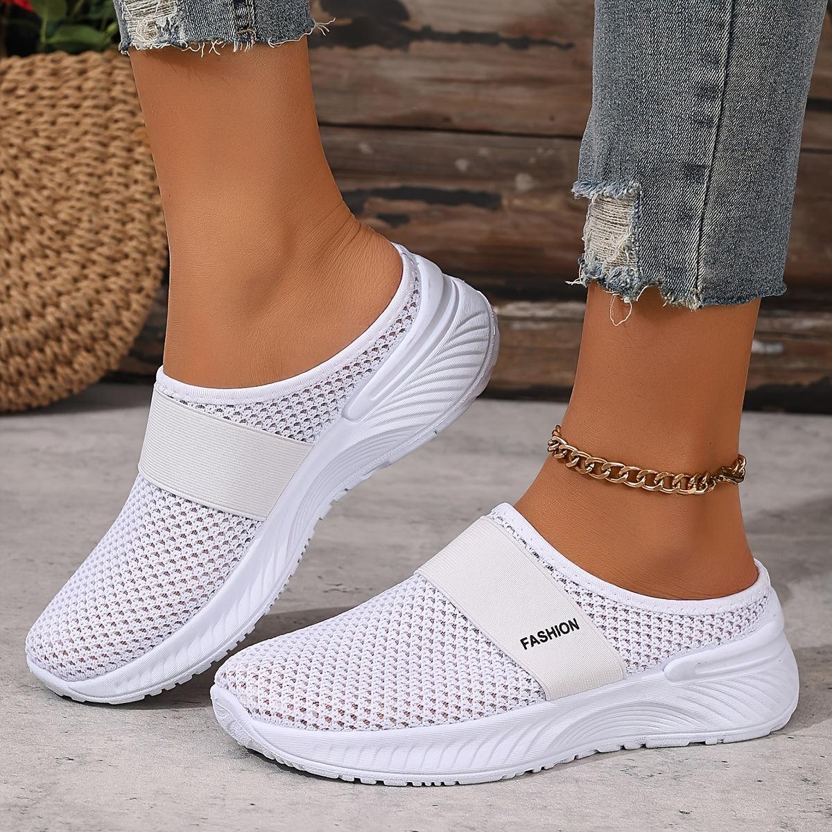FONTAINE | Baskets Mules Mesh Respirant Nicole