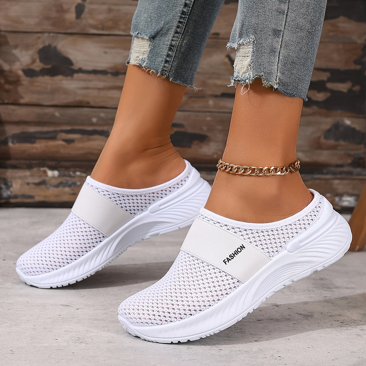 FONTAINE | Baskets Mules Mesh Respirant Nicole