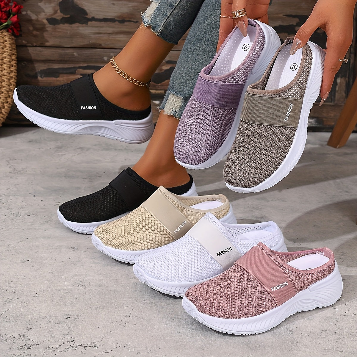 FONTAINE | Baskets Mules Mesh Respirant Nicole