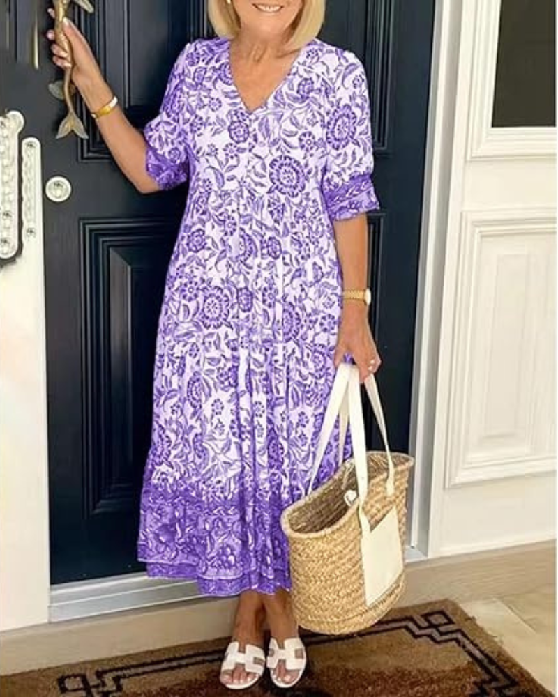 Fontaine™ | Arias – Robe bohème à col en V