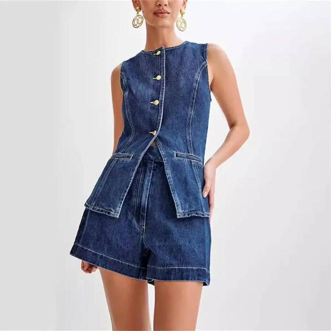 Fontaine™ | Luna – Ensemble denim deux pièces structuré